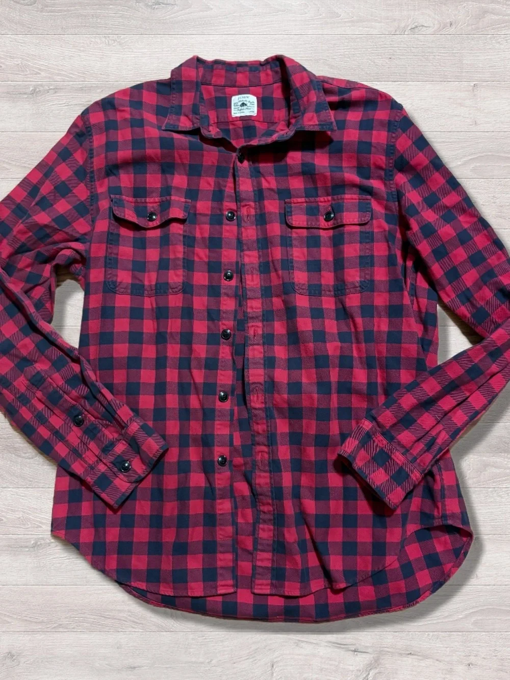 J. Crew Men's Flannel Shirt Plaid Large Long Sleeve Button Front Outdoor